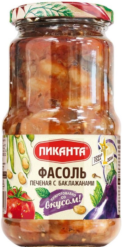 Фасоль Пиканта 470г печеная с баклажанами
