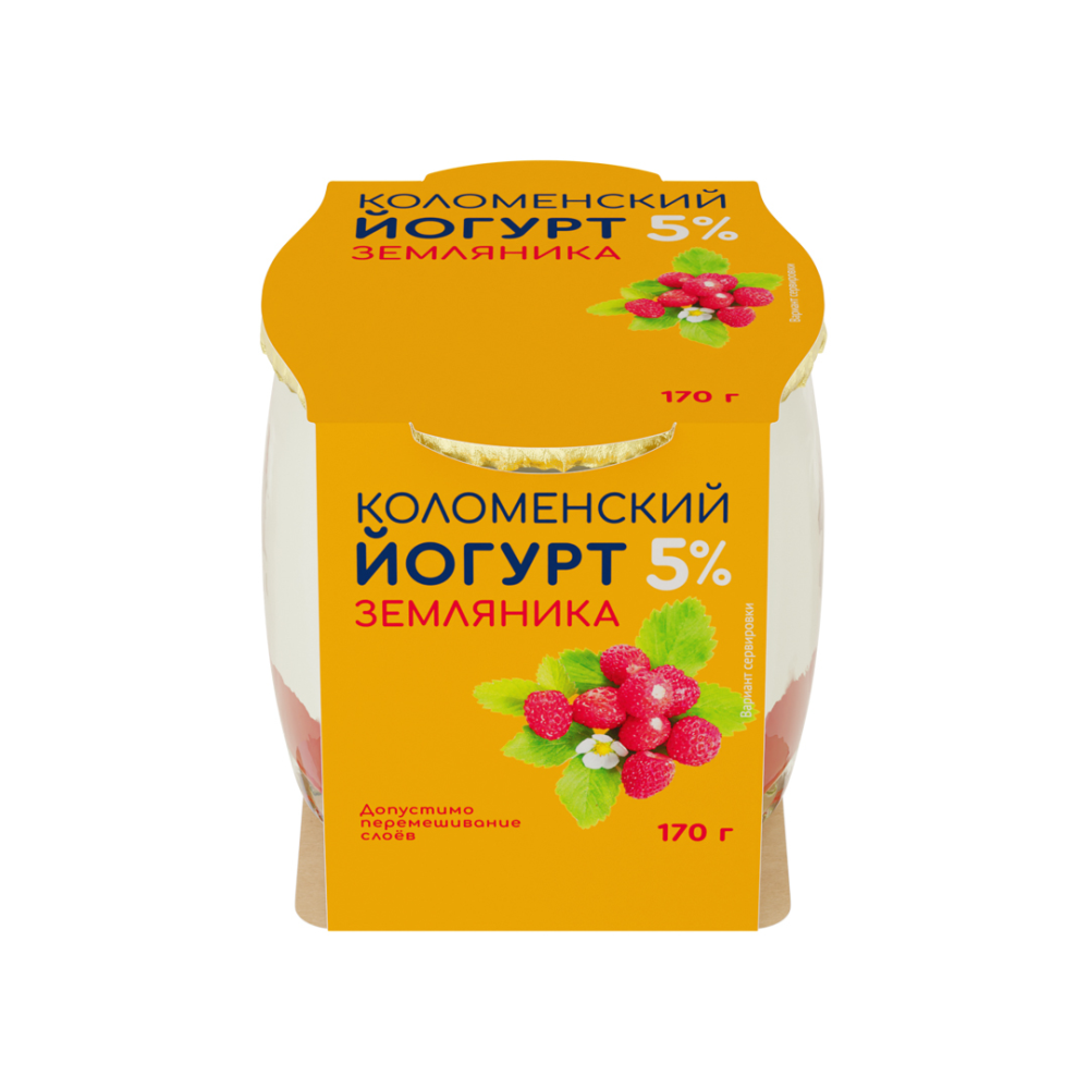 Йогурт Коломенский 5% 170г земляника БЗМЖ