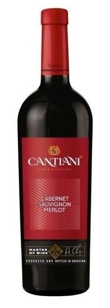 Вино Кантиани Каберне Совиньон Мерло 10% 0,75л кр сух Россия