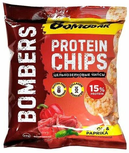 Чипсы протеиновые Бомббар 50г бекон/паприка