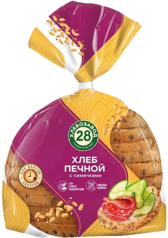 Хлеб Печной 300г с семечками Хлебзавод №28