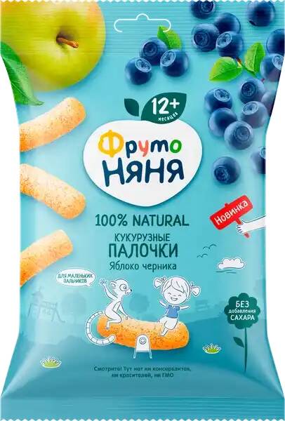 Палочки кукурузные ФрутоНяня 20г яблоко/черника
