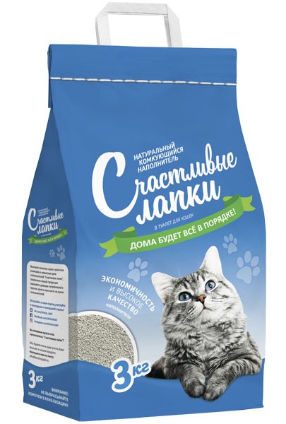 Наполнитель Счастливые лапки 3кг комкующийся