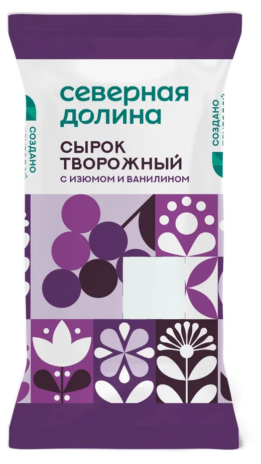 Сырок творож Северная долина 8% 90г изюм/ваниль БЗМЖ