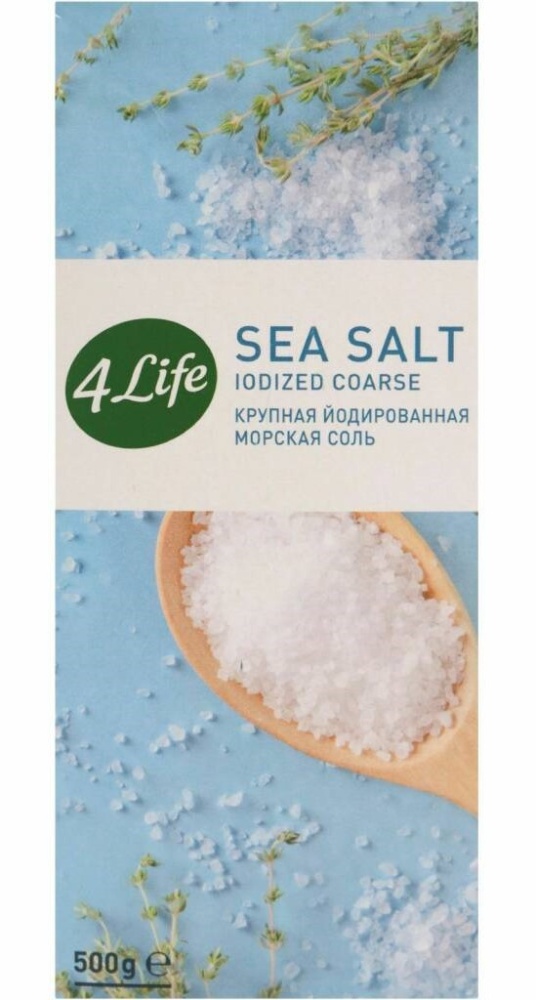 Соль Морская 4 Лайф 500г крупная  йодированная