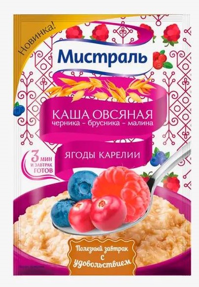 Каша Мистраль овсяная 40г черника/брусника/малина