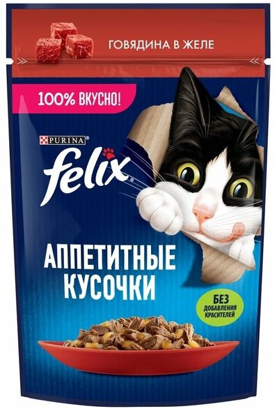 Корм Феликс 85г желе говядина