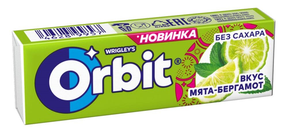 Жевательная резинка Орбит 13,6г мята/бергамот