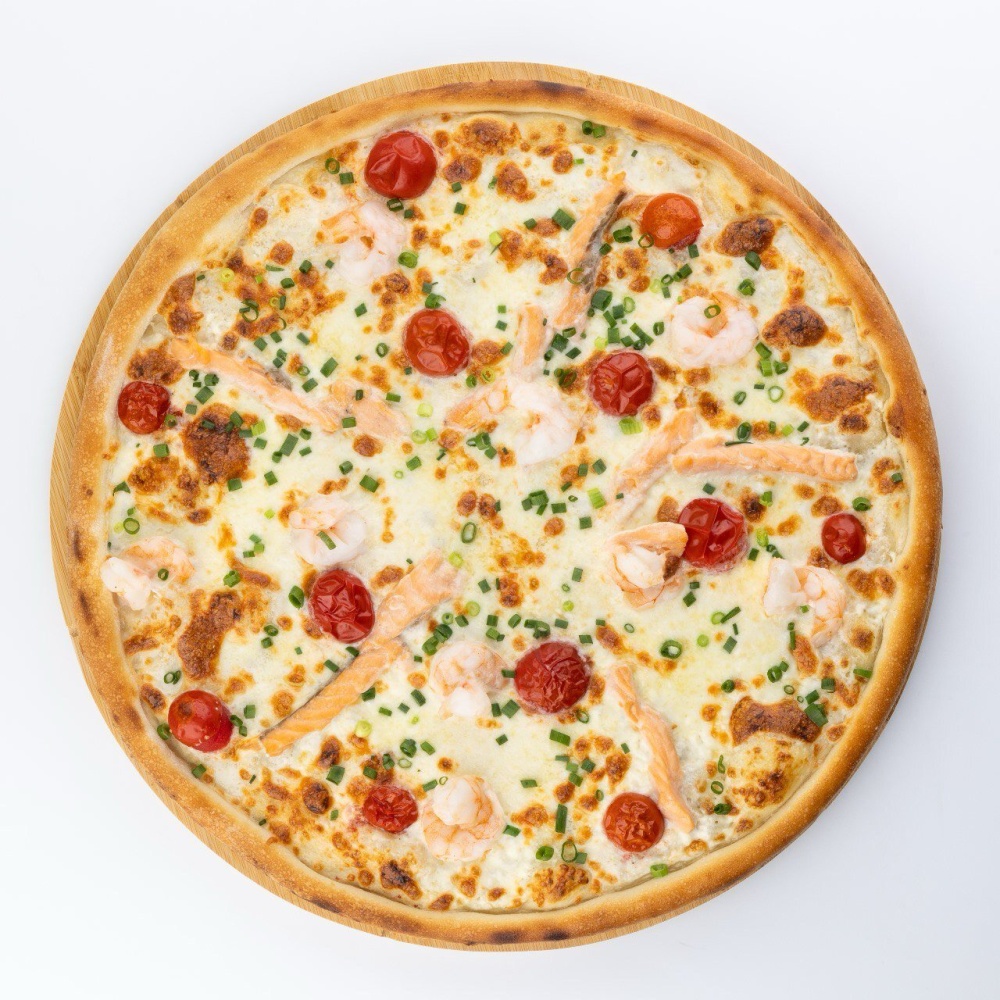 Пицца с семгой и креветками 1к СП