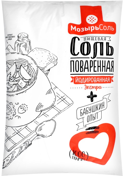 Соль Мозырьсоль 1кг экстра/йодированная