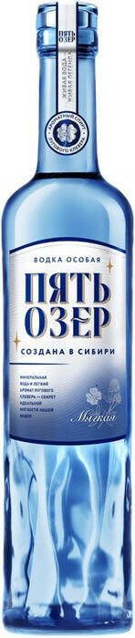 Водка Пять озер 0,5л 38% мягкая