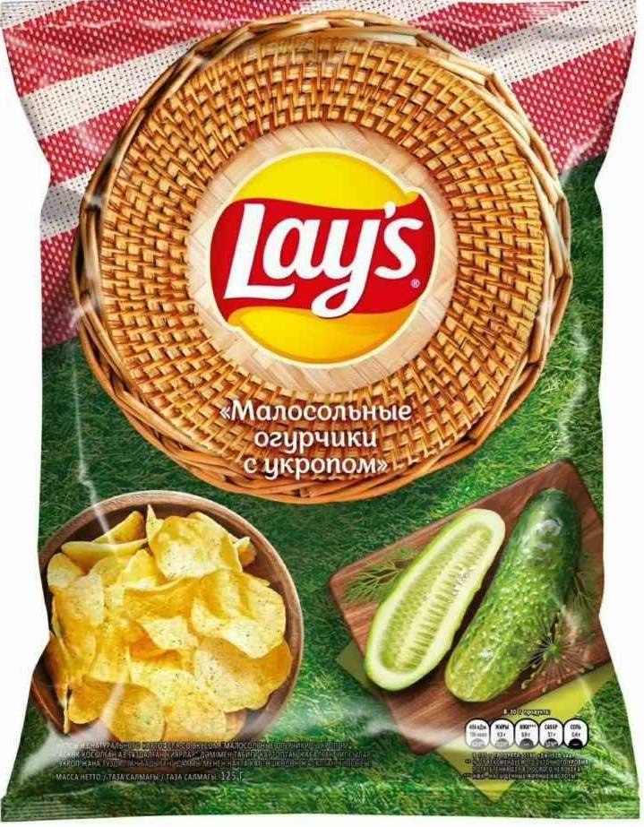 Чипсы Лейс 140г малосольный огурец/укроп
