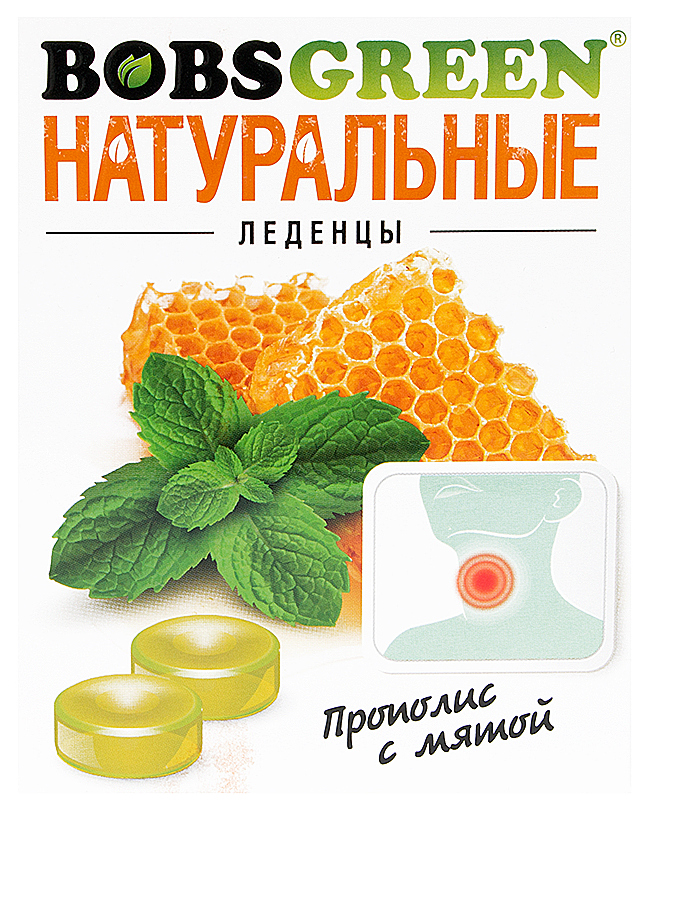 Леденцы Бобсгрин 32г прополис/мята