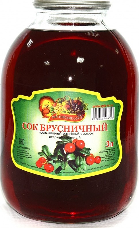 Сок Мостовский 3л брусника