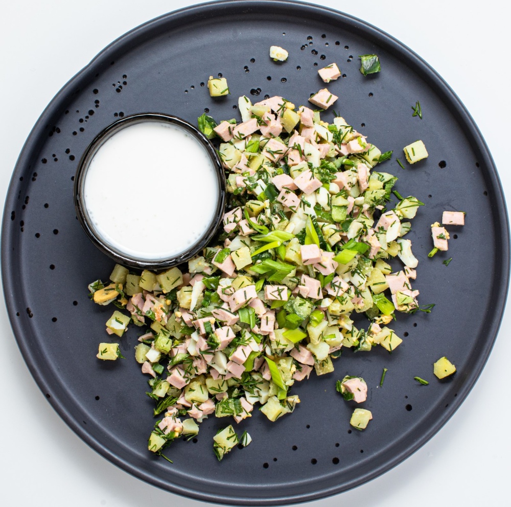 Заготовка для окрошки с колбасой 