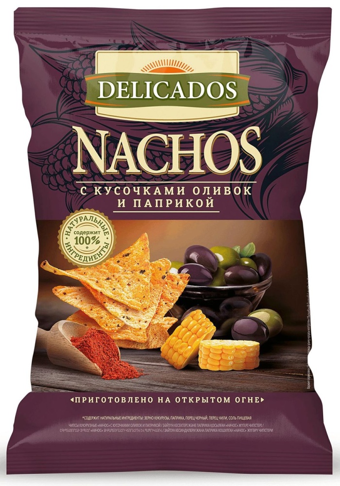 Чипсы кукурузные Деликадос Начос 150г оливки/паприка