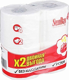 Туалетная бумага СанДэй 1/4шт белая