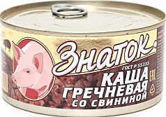 Каша Знаток 325г гречневая/свинина ж/б