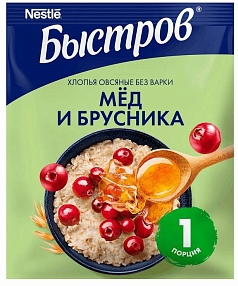 Каша Быстров овсяная 40г брусника/мед