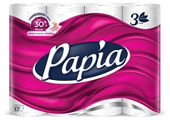 Туалетная бумага Папия 1/12шт белая