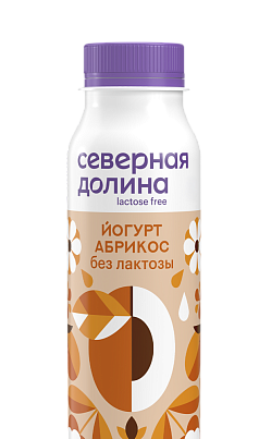 Йогурт Северная долина б/лактозы пит 2,2% 260г абрикос БЗМЖ
