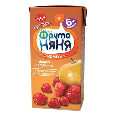 Компот ФрутоНяня 200мл яблоко/клубника