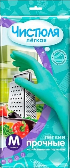 Перчатки резиновые Чистюля легкая M 1шт