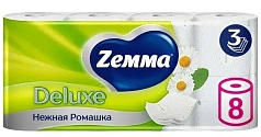 Туалетная бумага Земма Делюкс 1/8шт ромашка