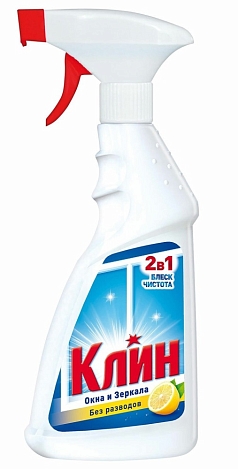 Средство для стекол Клин 500мл 2в1/ лимон/