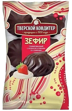 Зефир Славконд 205г клубника/сливки/глазированный