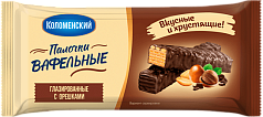 Вафли Коломенские палочки 140г глазированные с орешками