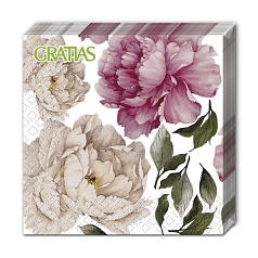 Салфетки Гратиас 33*33 3сл 1/16шт пионы