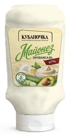Майонез Кубаночка 67% 420г ПЭТ провансаль