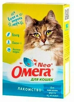 Витамины Омега-Нео для кошек 90таб д/выведения шерсти