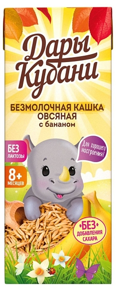 Кашка Дары Кубани 200мл безмолочная/овсяная/банан