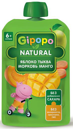 Пюре Гипопо 90г м/у яблоко/тыква/морковь/манго