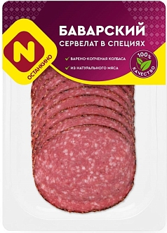 Нарезка Сервелат Баварский в/к в/у 100г Останкино