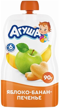 Пюре Агуша 90г м/у яблоко/банан/печенье