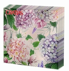 Салфетки Гратиас 33*33 3сл 1/16шт гортензии