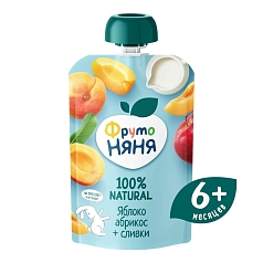Пюре ФрутоНяня 90г м/у яблоко/абрикос/сливки