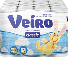 Туалетная бумага Вейро Классика 1/24шт белая