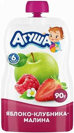 Пюре Агуша 90г м/у яблоко/клубника/малина