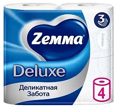 Туалетная бумага Земма Делюкс 1/4шт белая