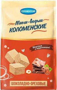 Вафли Коломенские мини 200г шоколад/орех
