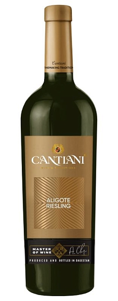 Вино Кантиани Алиготе Рислинг Рейнский 10% 0,75л бел сух Россия