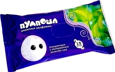 Салфетки влажные Пумпоша 15шт зеленый чай