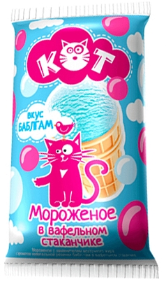 Вафельный стаканчик Кот 70г бабл-гам