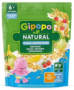 Каша Гипопо 170г овсяная/банан/яблоко/земляника