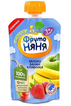 Десерт ФрутоНяня 90г м/у яблоко/клубника/банан