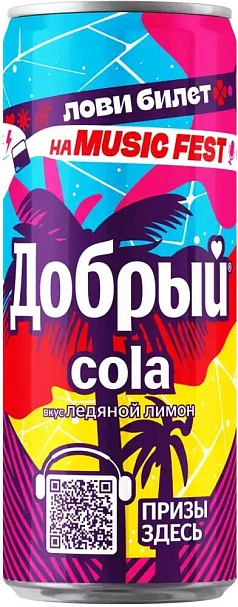 Напиток Добрый 0,33л кола ледяной лимон ж/б